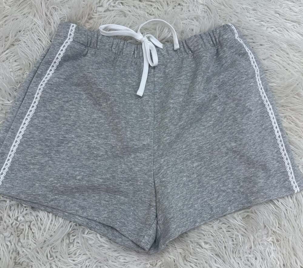 Things Between Small Sweat Shorts Grey  with Lace Trim
